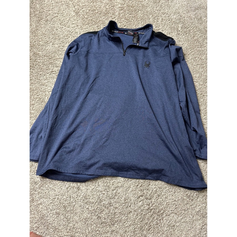 Spyder Active Mens XL Quarter Zip Pullover Blue Heathered SPM808U Performance